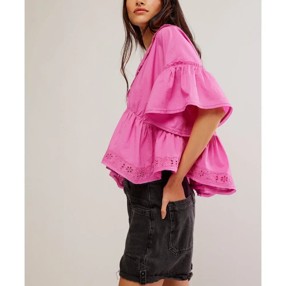 FREE PEOPLE Elle Cutwork Top / Fiji Flower - Picture 2 of 6